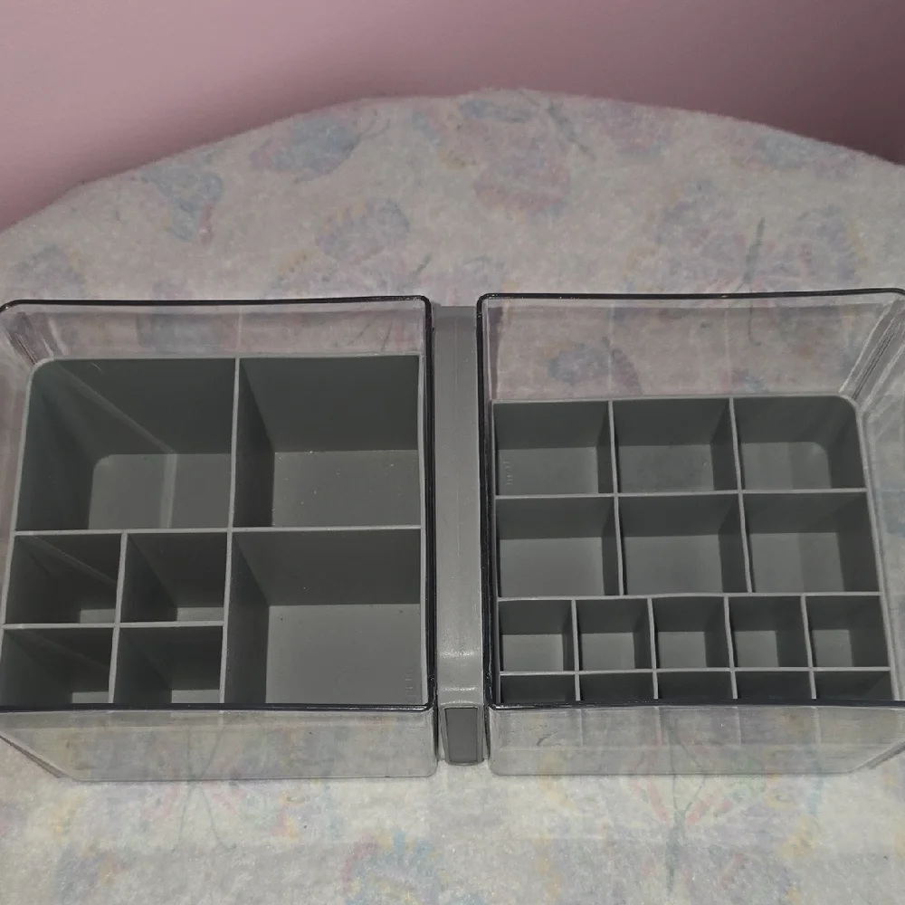 Transparent Gray Makeup Organizer with‎ Handle